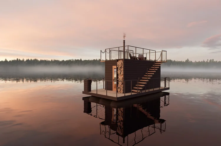 Exterior Cedar Room sauna view on the lake